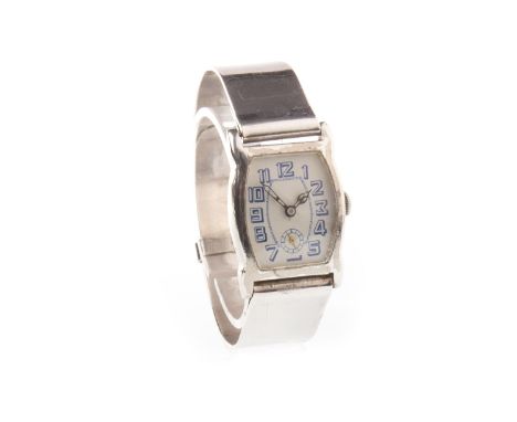 ART DECO ROLEX PRIMA SILVER MANUAL WIND WRIST WATCH, signed 15 jewel movement, the white machined dial with sunburst effect, 