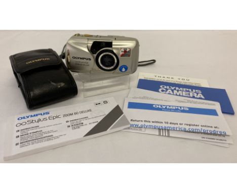 Olympus Stylus Epic Zoom 80 Deluxe camera in original small leather carry pouch. With VF technology. Complete with instructio