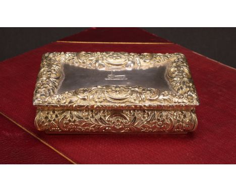 Nathaniel Mills - a William IV silver and silver-gilt rectangular table snuff box, of Irish interest, hinged cover, the bold 
