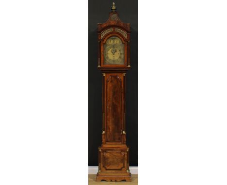 A George III mahogany musical longcase clock, 30.5cm arched brass dial inscribed Peter Paulsen, Zeist, Roman and subsidiary A
