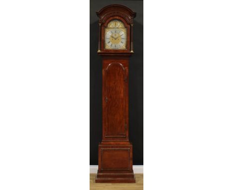 A George III mahogany longcase clock, 30.5cm arched brass dial with silvered chapter ring inscribed Beake, Crutched Fryars, L