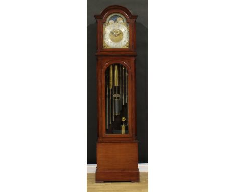 A substantial Edwardian mahogany longcase clock, 33.5cm arched brass dial applied with Arabic numerals, subsidiary seconds di