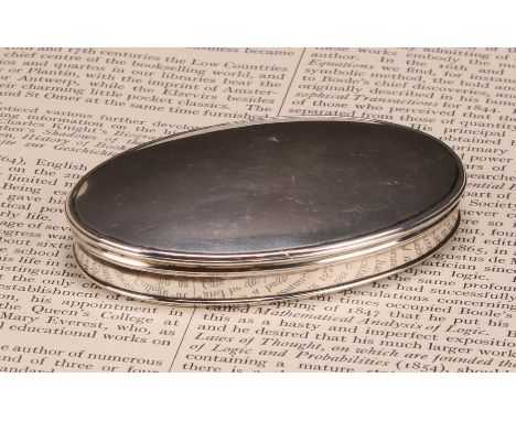 An early 18th century silver oval snuff box, stand-away hinged cover, gilt interior, 8cm wide, c.1730 