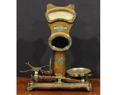 An early 20th century cast iron and brass grocer’s shop counter scales, Springless Auto Scale by The Automatic Scale Co Ltd, 