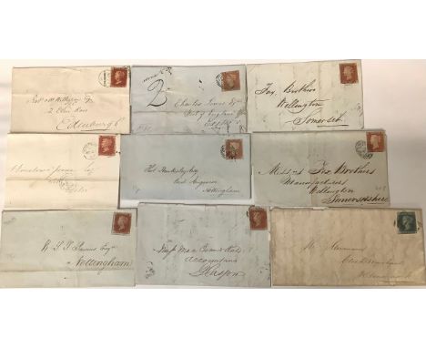Stamps - collection of QV Postal History 33 covers, entries 1d - 2d values including Scottish 'Roller' cancel 
