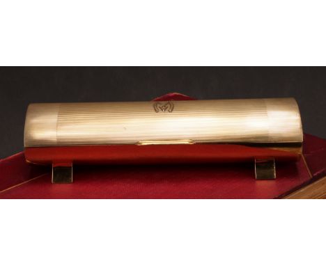Garrard - an Elizabeth II silver-gilt rounded rectangular jewellery box, hinged cover enclosing a velvet lined fitted interio