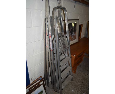 THREE ALUMINIUM STEP LADDERS