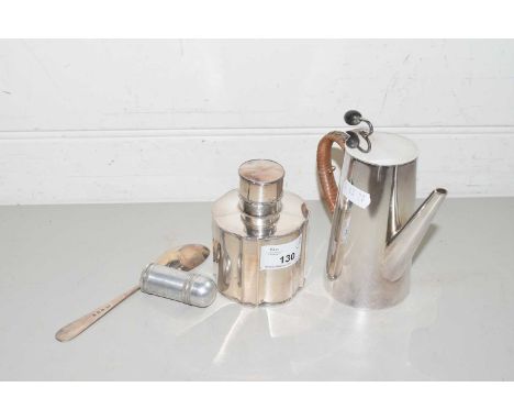 PLATED CADDY AND COVER TOGETHER WITH A SMALL HOT WATER JUG
