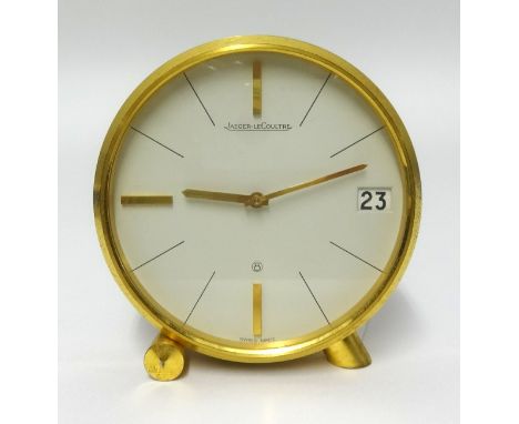 Jaeger LeCoultre, circular clock with date, the dial 10cm diameter with original box, circa 1970's.