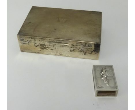 A silver cigarette box of rectangular form, maker W.N and S.T, with inscription dated 1951 also a silver the Cape Peninsula m