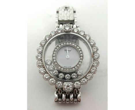 Chopard, a fine 18ct white gold 'Happy Diamond' ladies wristwatch, boxed, model number on reverse of dial 4097 1 500884.