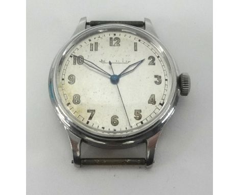 Jaeger LeCoultre, a stainless steel traditional wristwatch, the back plate numbered 316028, with Arabic numerals and faded di