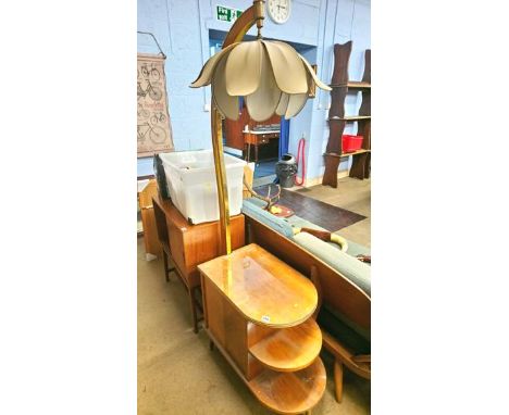 A walnut retro standard lamp