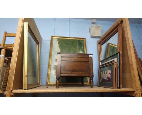 Assorted pictures and a commode