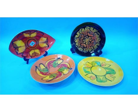 Four various Poole plates