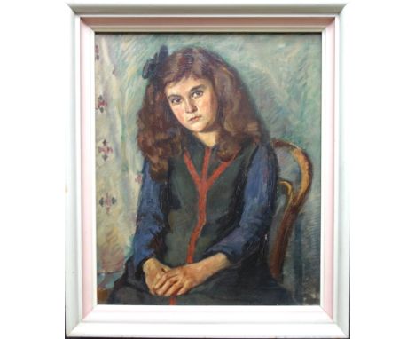 unsigniert, "Porträt eines Mädchens", um 1910, Öl/Leinwand, H*B 64*53,5cm, partiell craqueliert, gerahmt, Gesamt-H*B 74*63cm,