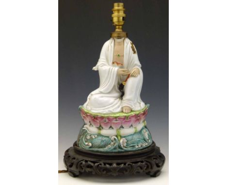 Table lamp made from a headless Chinese figure, height 32cm.