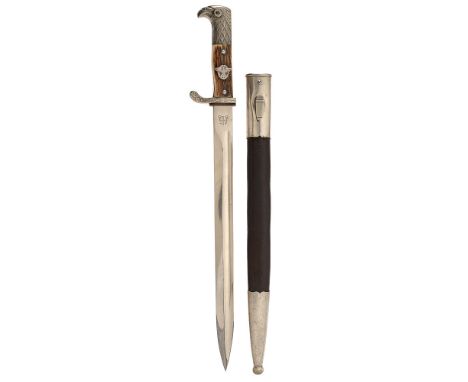 German Third Reich Police Bayonet by ALCOSO (Alexander Coppel, Solingen). A good 33 cm blade example with eagle's head pommel