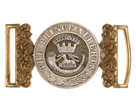 Somerset Light Infantry Victorian Officer waist belt clasp c. 1881-1901. Scarce silvered and gilt interlocking example with m