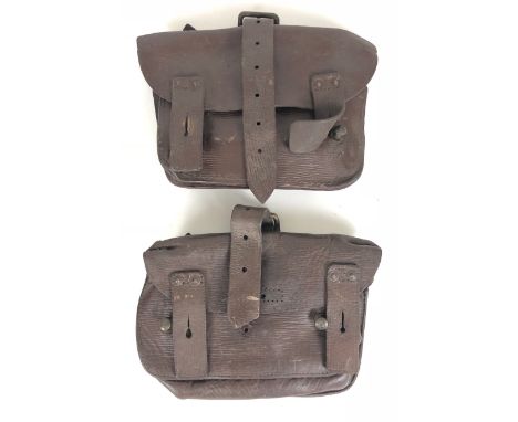 WW1 1914 Equipment Pair of Ammunition Pouches. A good matching pair of the brown leather equipment pouches. Complete with str