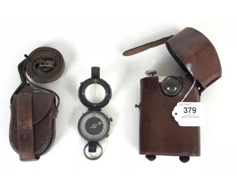 WW1 Pattern British Officer's Trench Torch &amp; Compass. Comprising: Orilux trench torch, fitted into a polished leather cas