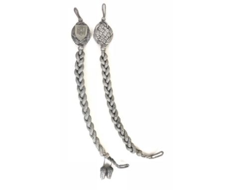 German Third Reich Army marksman's lanyard. Good lined example of plaited aluminium cord, the top part mounted with aluminium