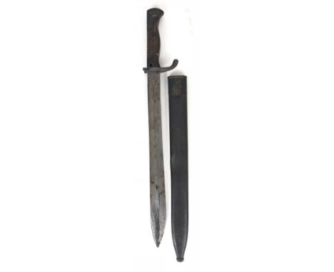 WW1 Imperial German Model 1898/05 Butcher Bayonet. Early Type Example. Single edged blade widening to the point, the forte st