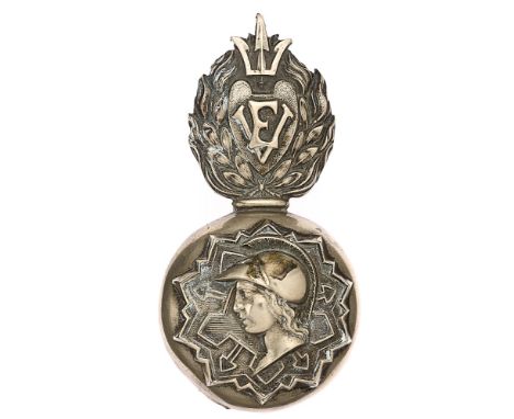 1st Middlesex Engineer Volunteers Victorian busby plume holder grenade badge c. 1860-71. Good rare die-stamped white metal fl