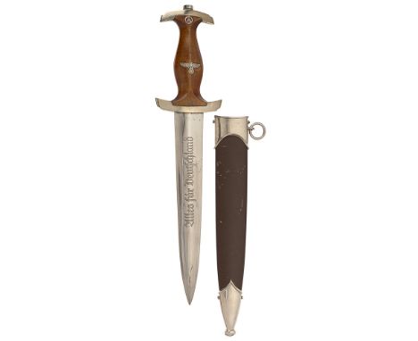 German Third Reich SA Group Niederrhein Stormtrooper's dagger by Ernst Pack &amp; Sohne, Solingen. Good example with nickel m