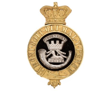 The Prince Albert's (Somersetshire Light Infantry), Victorian Officer's glengarry badge 1881-97. Fine gilt crowned Garter wit