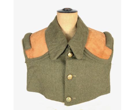 WW1 Pattern British Army Machine Gunners Vest. A scare example of the type. Two large padded shoulder panels with three brass