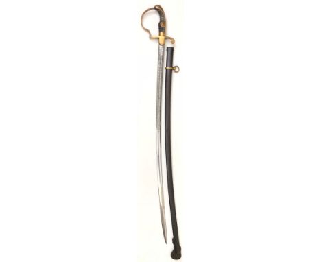 Imperial German attributed Officer's sword by Ewald Cleff, Solingen. Good scarce example with 75.5 cm slightly curved plated 