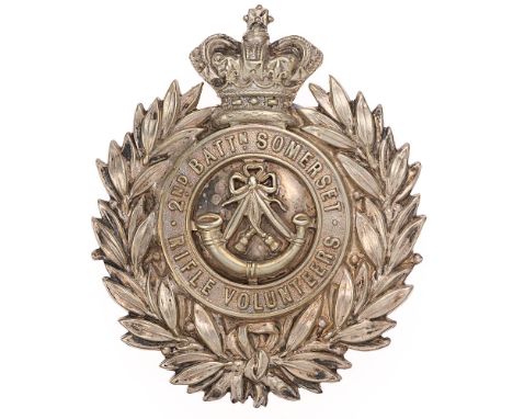 2nd Bn. Somerset Rifle Volunteers Victorian Officer's pouch belt plate badge. Good scarce die-stamped silvered crowned circle