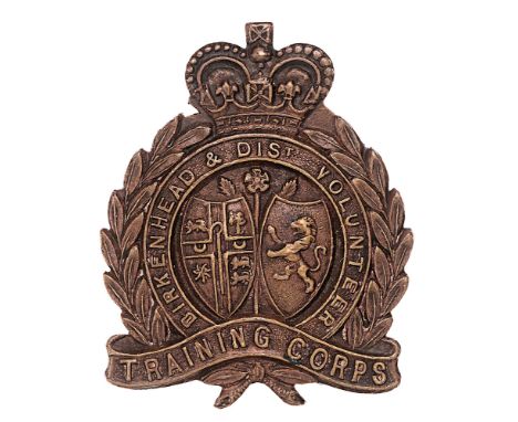 Birkenhead &amp; District Volunteer Training Corps WW1 VTC cap badge. A good scarce die-cast example. Thomas Fattorini, Bolto