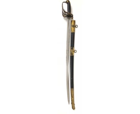 1846 Pattern Infantry Sword by Wilkinson of London c. 1865. A good example with single-edged straight blade decorated with cr