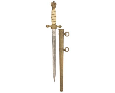 German Third Reich WW2 Kriegsmarine Naval Officer's dagger by E. &amp; F. Horster, Solingen. A good example, the fullered pla