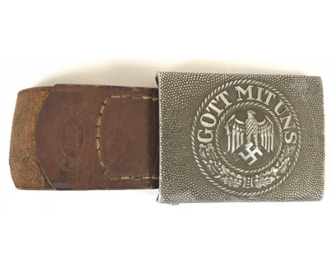 German Third Reich 1937 dated Army belt buckle by Friedrich Keller, Oberstein. Good stippled aluminium issue bearing circlet 
