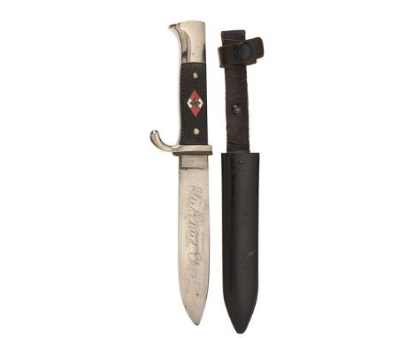 German Third Reich 1936 dated Hitler Youth Knife by scarce maker Gebr. Grafrath of Solingen. A good scarce example, the plain