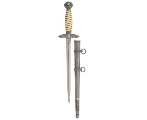 German Third Reich Luftwaffe Officer's 2nd pattern dagger by WKC, Solingen. Good 1937-45 example with cream spiral ivorine gr
