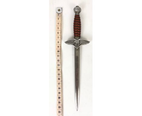 German Third Reich MINIATURE Luftwaffe Officer's 2nd pattern dagger by SMF Solingen. A good 1937-45 example with amber grip a