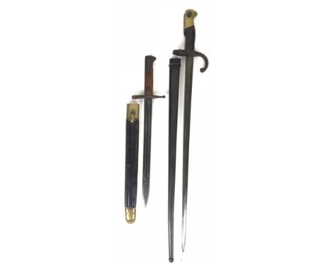 Italian and a French 19th century bayonets Italian Model 1891 Carcano bayonet complete with scabbard and a French 1874 Patter