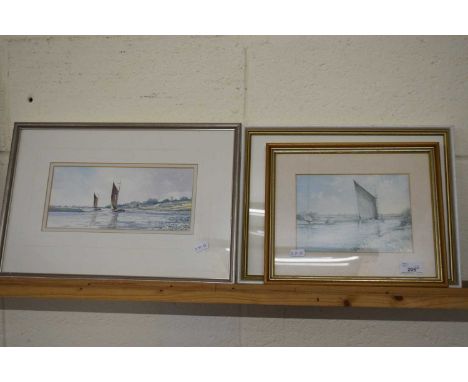 JASON PARTNER, WHERRIES AT SURLINGHAM, WATERCOLOUR TOGETHER WITH BARGES OFF THE EAST COAST, WATERCOLOUR AND A FURTHER PRINT B