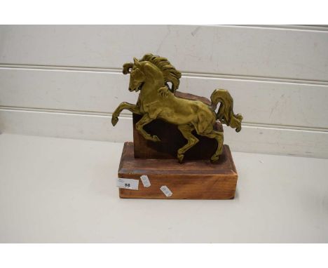VINTAGE BRASS STEAM ENGINE EMBLEM FROM AN AVELING &amp; PORTER MACHINE MOUNTED ON A WOODEN BASE
