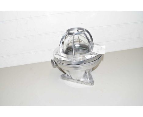 LARGE SHIP'S CHROME FRAMED FLAMEPROOF CEILING LIGHT CONVERTED TO ELECTRICITY