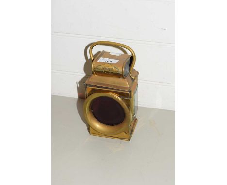 VINTAGE BRASS CAR LAMP MARKED 'MADE BY CAMELINA, BIRMINGHAM', AND FURTHER MARKED 'SECURITY' TO TOP