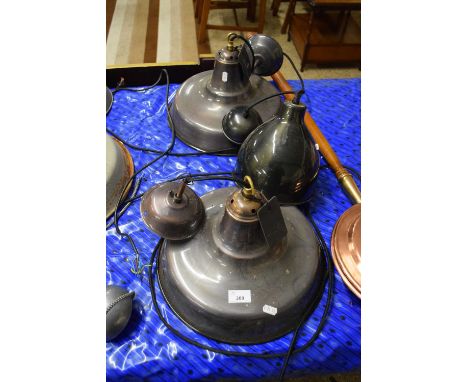 THREE DARK FINISH INDUSTRIAL STYLE LIGHT FITTINGS
