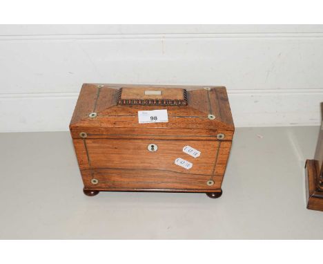 19TH CENTURY ROSEWOOD SARCOPHAGUS FORMED TEA CADDY