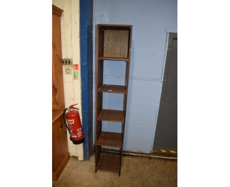 MODERN DARK WOOD FINISH NARROW SHELF UNIT, 104CM HIGH