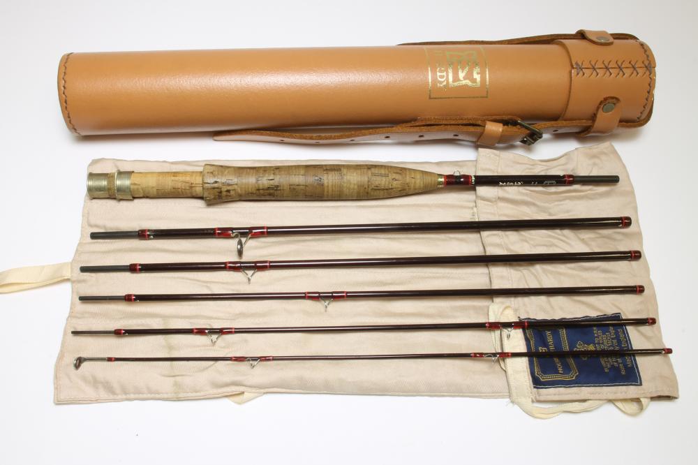 A HARDY DELUXE SMUGGLER CLASSIC 6 PIECE FLY ROD, 7' 4, with agate