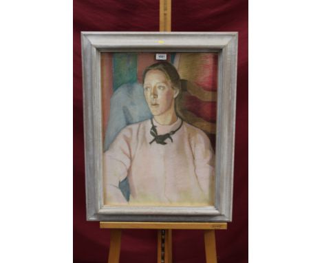 20th century English School pastel portrait of a seated lady, in glazed painted frame, 59cm x 43cm